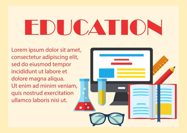 Vector banner horizontal colorido de educación