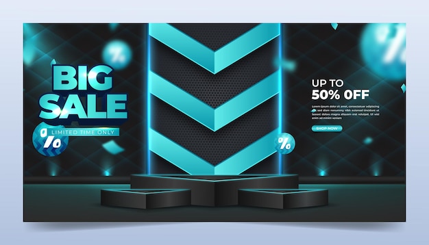 Banner horizontal de evento de promoción de venta de descuento