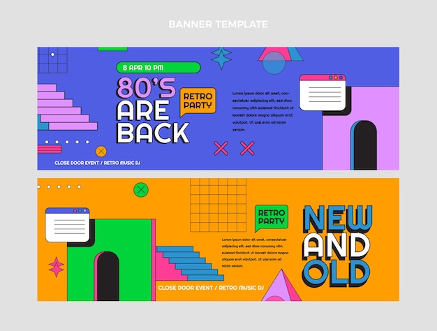 Banner horizontal de fiesta disco retro vaporwave