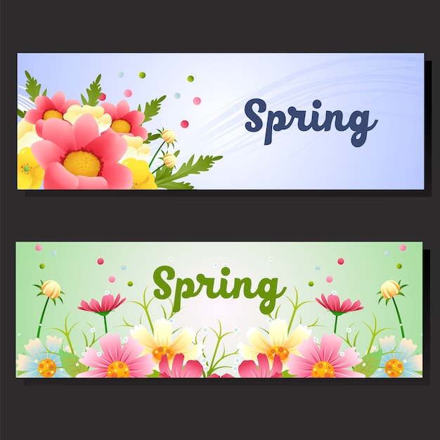 banner horizontal de flor de primavera