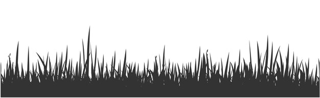 Banner horizontal gris de silueta de prado ondulado con hierba. Vector