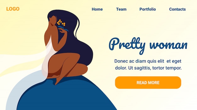 Banner horizontal de mujer bonita. Hermosa chica
