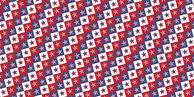 Banner horizontal con patrón de estrellas en cuadrícula geométrica Fondo de vacaciones patriótico retro
