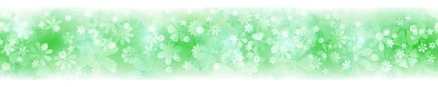 Banner horizontal de primavera de varias flores en colores verdes