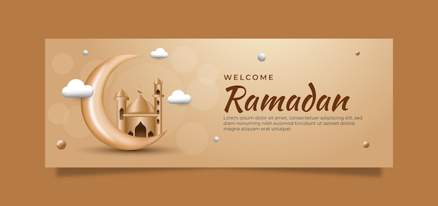 Vector banner horizontal realista de ramadán