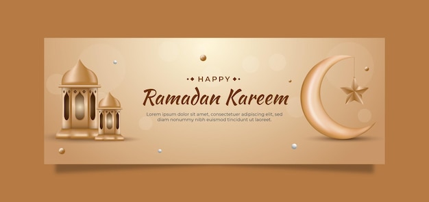 Vector banner horizontal realista de ramadán