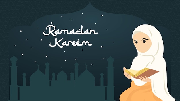 Banner horizontal de redes sociales de ramadán mubarak