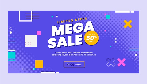 Banner horizontal de semitono de diseño plano