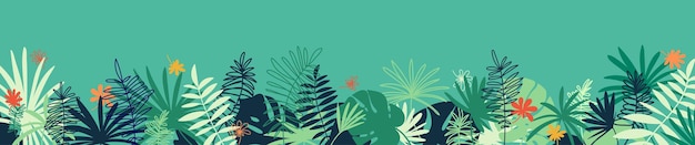 Banner horizontal tropical vectorial con espacio de copia