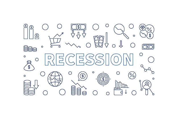 Banner horizontal de vector de recesión Ilustración de crisis económica