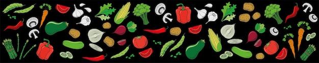 Vector banner horizontal de verduras