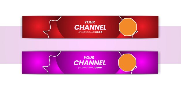Banner horizontal de youtube degradado de vector libre
