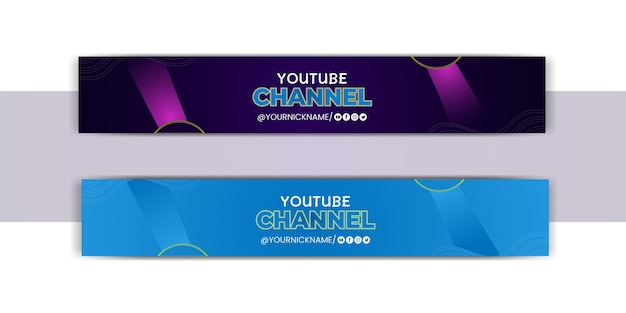 Banner horizontal de youtube degradado de vector libre