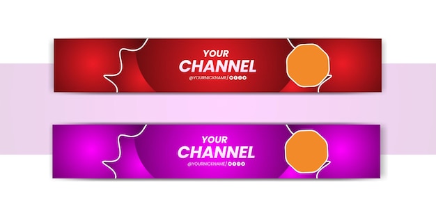 Banner horizontal de youtube con gradiente vectorial gratuito