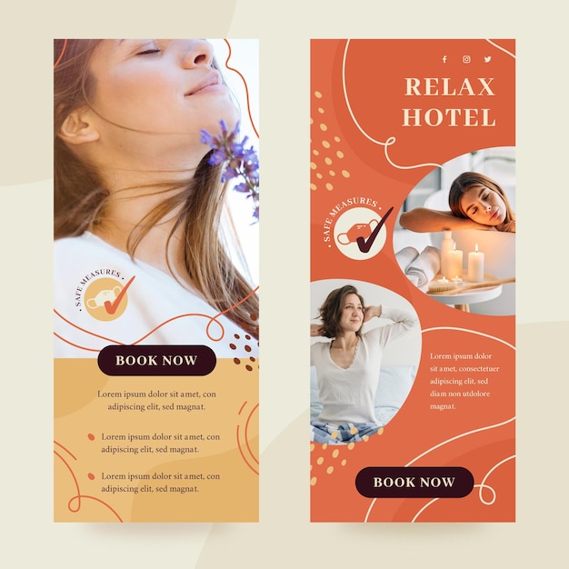 Vector banner de hotel plano con foto