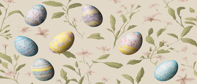 Vector banner huevos de pascua de patrones sin fisuras ilustración vectorial huevos decorativos de pascua fondo para