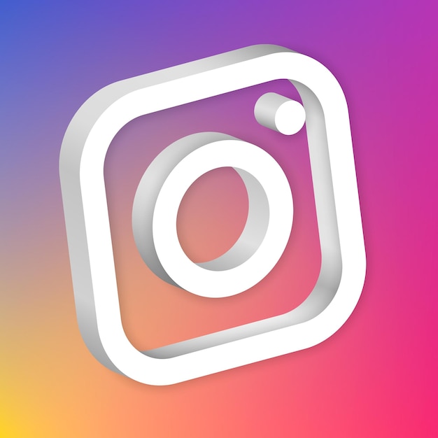 Banner de icono de redes sociales de instagram en 3d