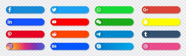 Banner de iconos de redes sociales - Colección de botones de logotipos de red