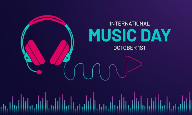 Vector banner de ilustración del 1 de octubre del día internacional de la música sobre fondo aislado