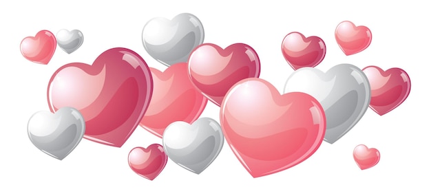 Banner de ilustración de corazones rosas
