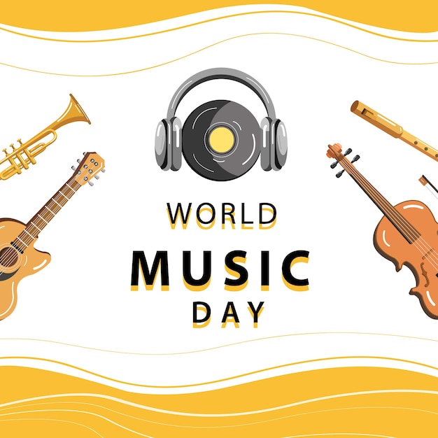 Vector banner de ilustración del día mundial de la música