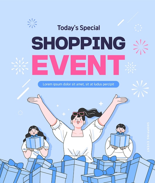 banner de ilustración de evento de compras