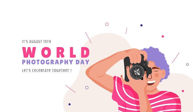Vector banner para la ilustración vectorial del día mundial de la fotografía