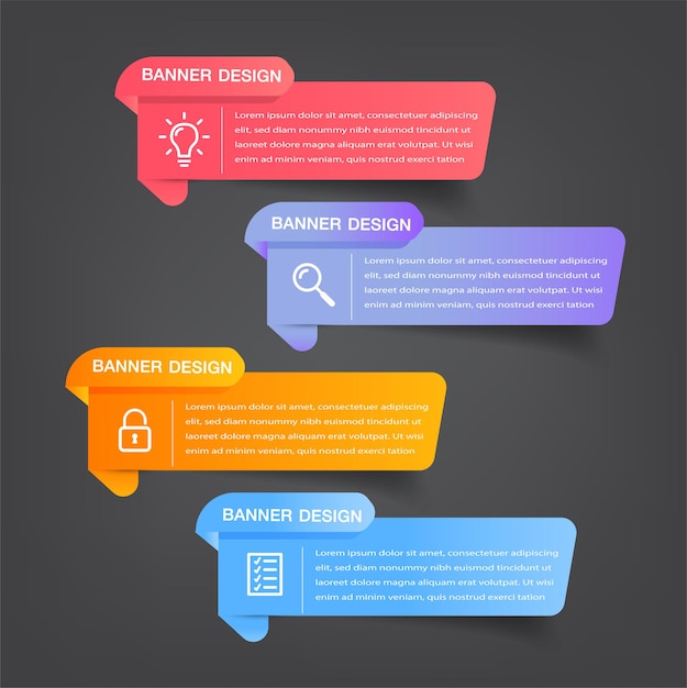 banner de infografías de plantilla de cuadro de texto moderno