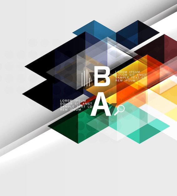 Banner infográfico geométrico triangular Fondo de plantilla vectorial para opciones de número de diagrama de diseño de flujo de trabajo o diseño web