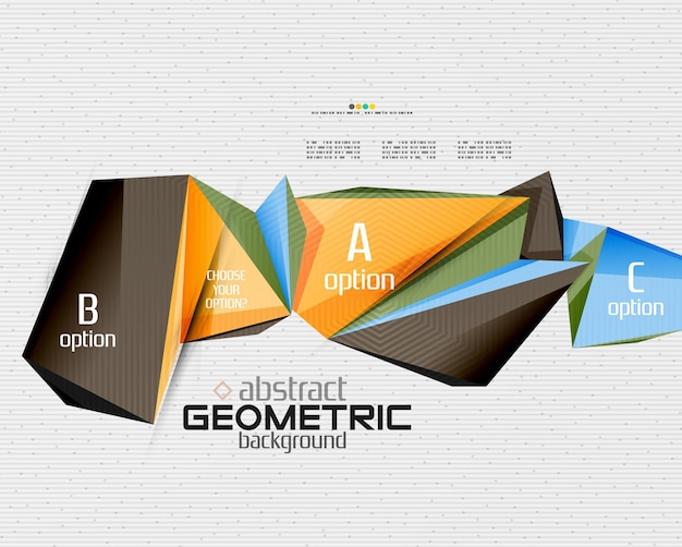 Banner de información abstracta con opciones de estilo de papel geométrico