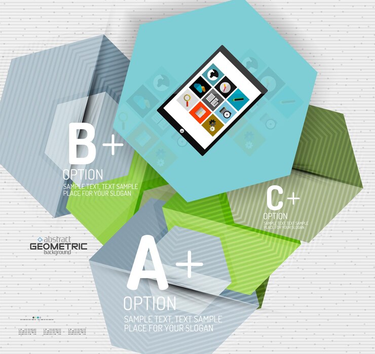 Vector banner de información abstracta con opciones de estilo de papel geométrico