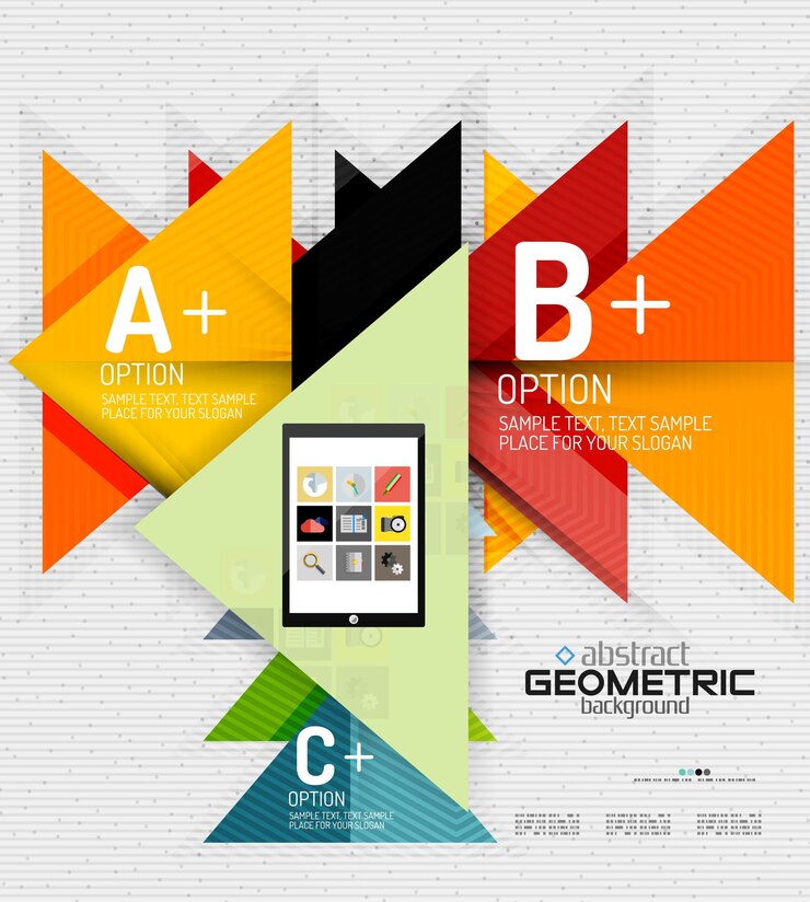 Vector banner de información abstracta con opciones de estilo de papel geométrico