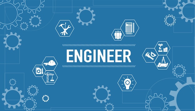 Vector banner de ingeniero con texto