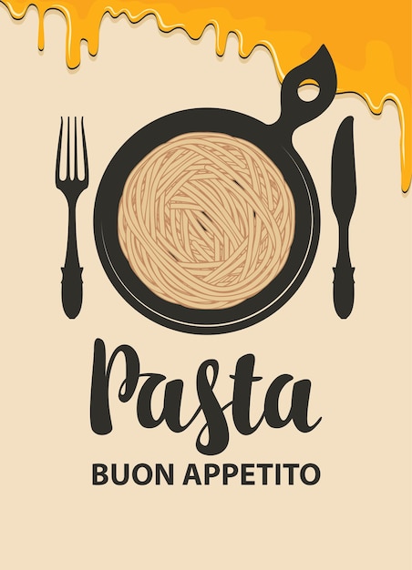 Vector banner con inscripción pasta en estilo retro