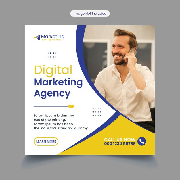 Vector banner de instagram de agencia de marketing digital y plantilla de publicación en redes sociales