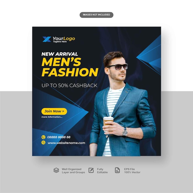 Vector banner de instagram elegante dinámico azul