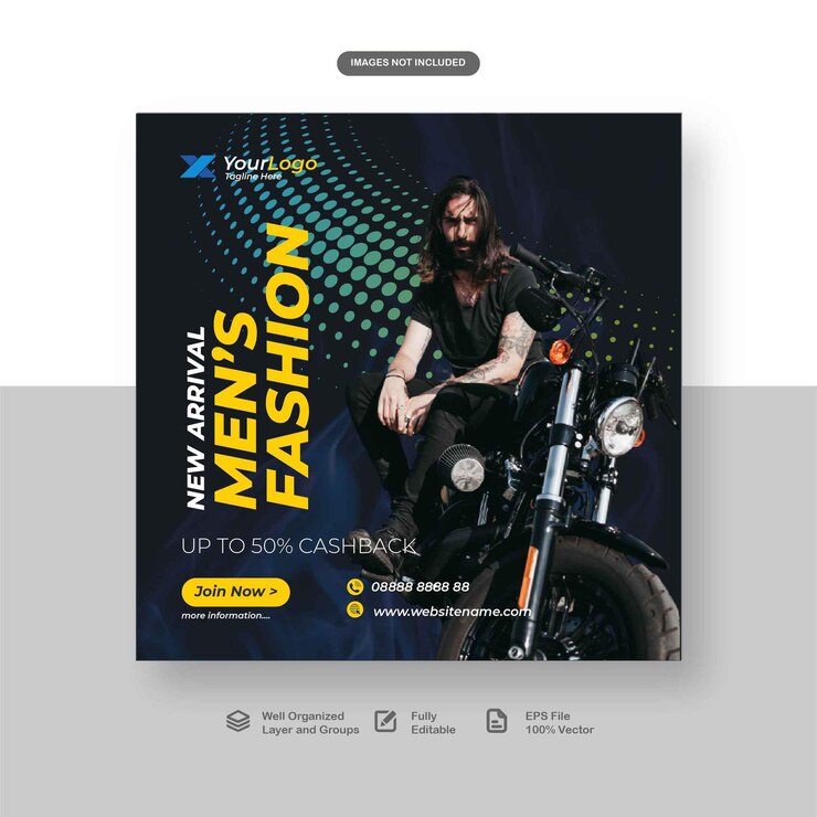 Vector banner de instagram elegante dinámico azul