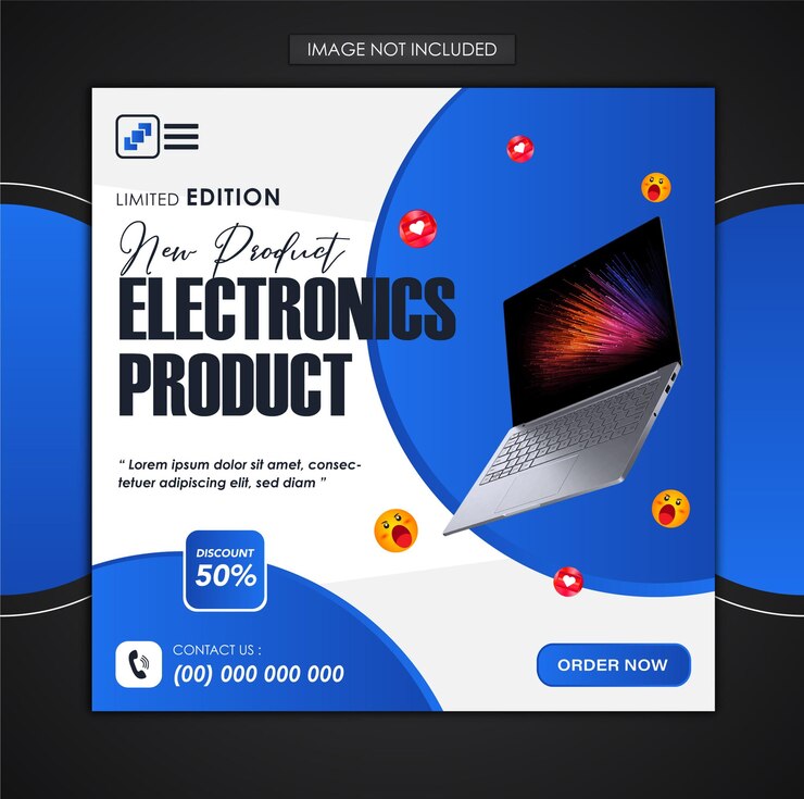 Vector banner de instagram de producto de marca de auriculares en color degradado
