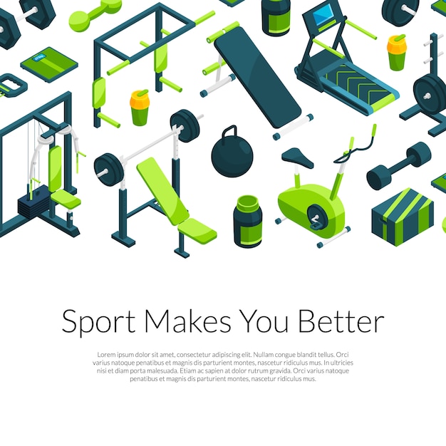 banner isométrico de gimnasio