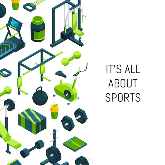 banner isométrico de gimnasio