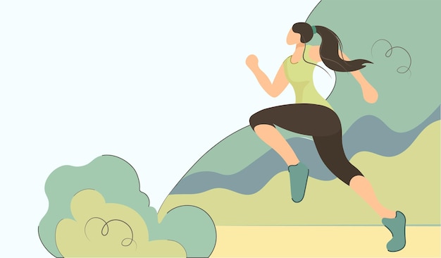 Banner con joven mujer corriendo