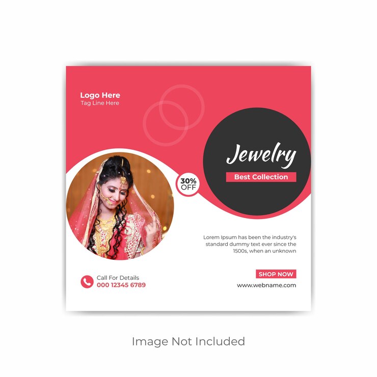 Banner de joyería y diseño de publicación en redes sociales.