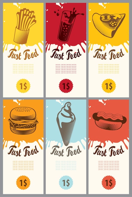 banner con juego de tarjetas de visita para comida rápida