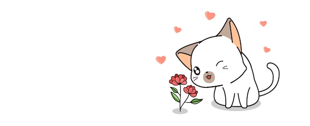 Banner kawaii cat is loving mini flor