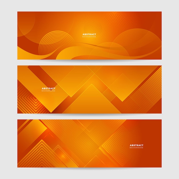 Banner largo de vector abstracto amarillo naranja moderno fondo mínimo con ondas flechas formas geométricas y espacio de copia para texto portada de redes sociales y plantilla de banner en toda la web
