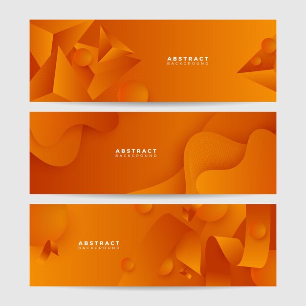 Vector banner largo de vector abstracto amarillo naranja moderno fondo mínimo con ondas flechas formas geométricas y espacio de copia para texto portada de redes sociales y plantilla de banner en toda la web