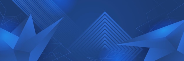 Banner largo de vector abstracto azul Fondo mínimo con flechas y espacio de copia para texto Portada de redes sociales y plantilla de banner web