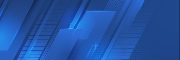 Banner largo de vector abstracto azul Fondo mínimo con flechas y espacio de copia para texto Portada de redes sociales y plantilla de banner web