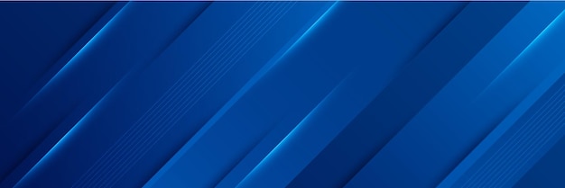 Banner largo de vector abstracto azul Fondo mínimo con flechas y espacio de copia para texto Portada de redes sociales y plantilla de banner web