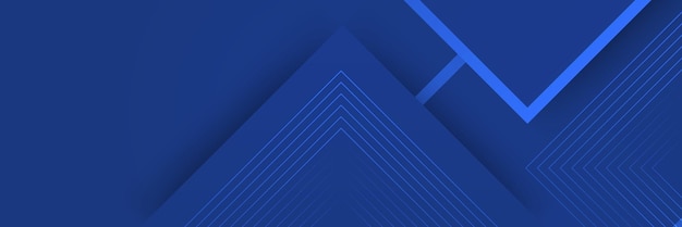 Banner largo de vector abstracto azul Fondo mínimo con flechas y espacio de copia para texto Portada de redes sociales y plantilla de banner web